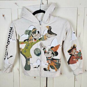 Disneyland Kids Halloween Hoodie Mickey Goofy Zip Sweatshirt 5/6